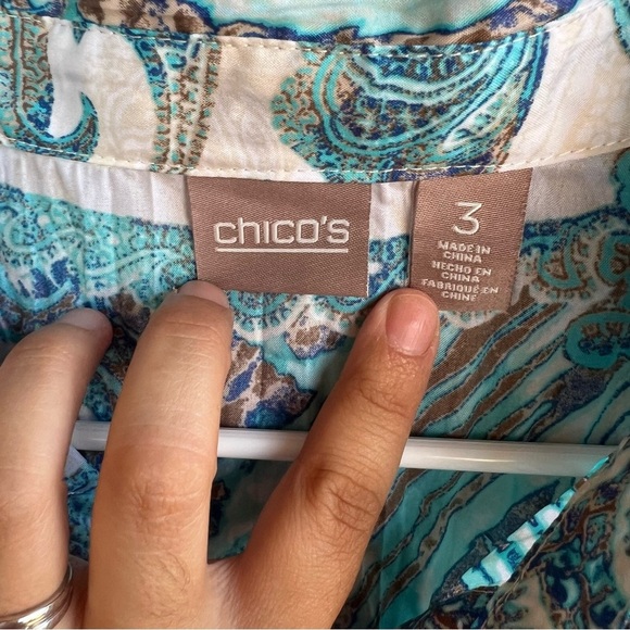 Chico's Boho Button Down Top - Size XL - Lightweight Hippie Peasant Casual - Picture 3 of 6